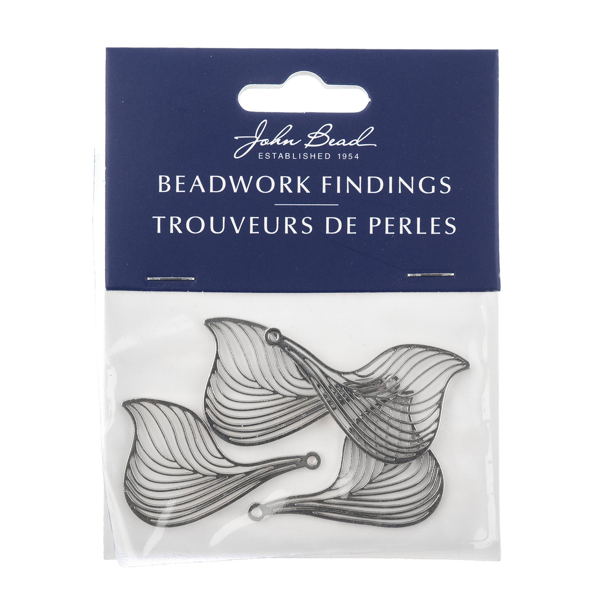 John Bead Silver Leaf Pendants, 4ct.